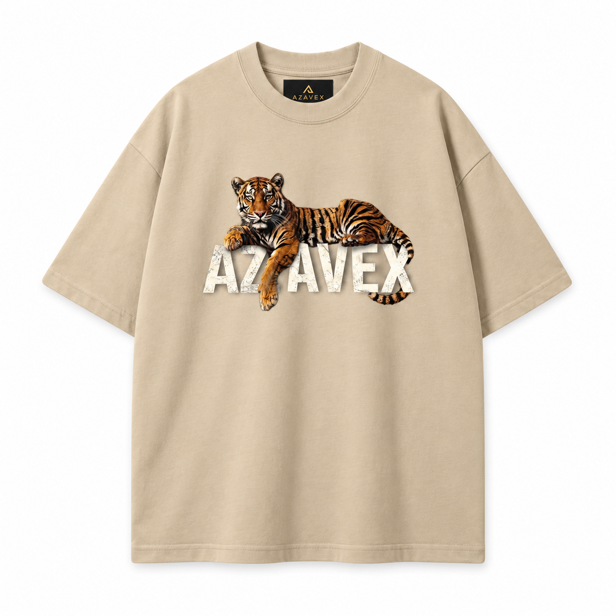 No Limits Tiger Tee — beige — front view