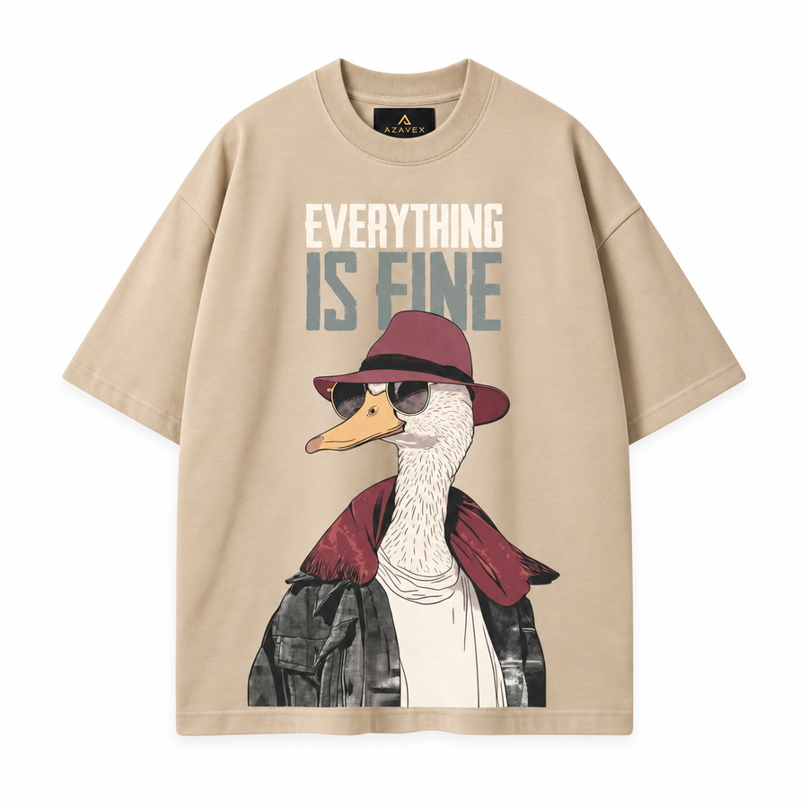 Stay Curious Duck Tee — beige — front view