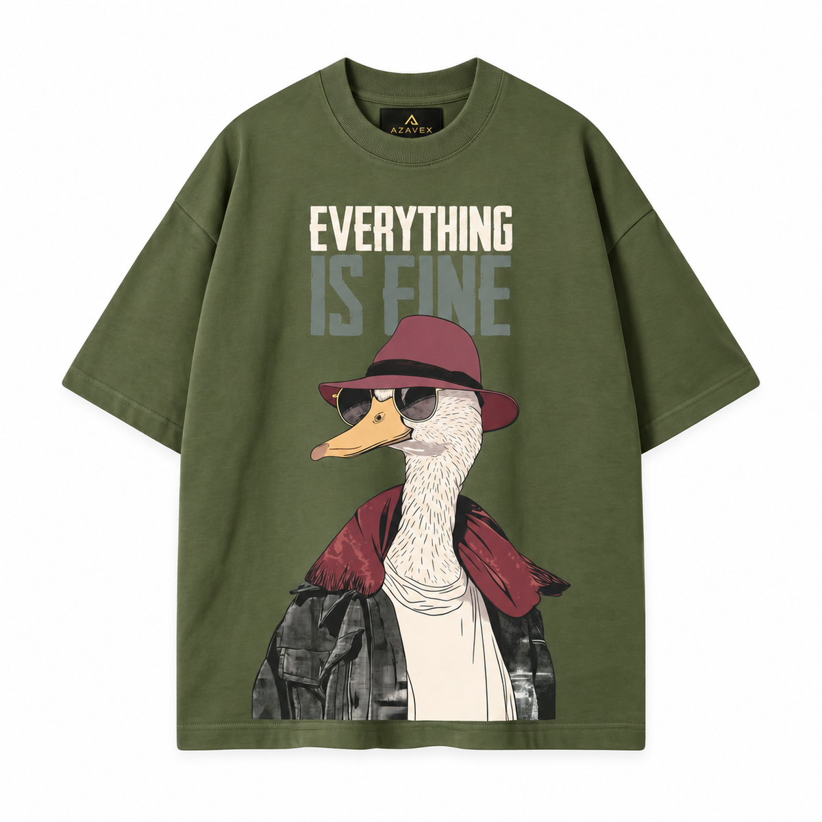Stay Curious Duck Tee — green — front view