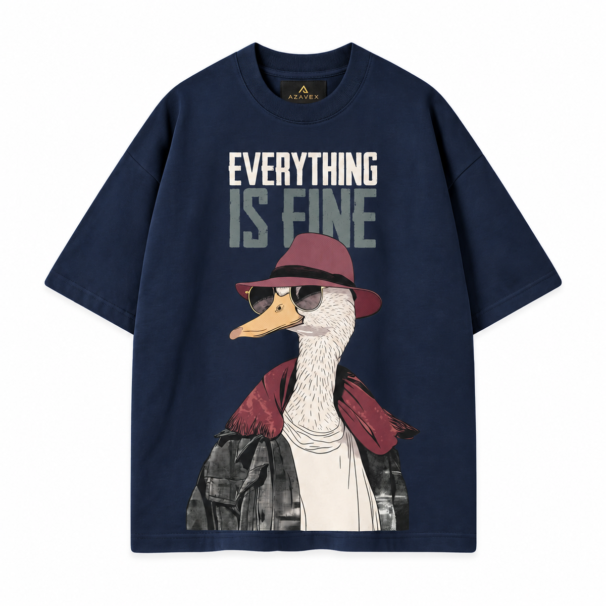 Stay Curious Duck Tee — navy — front view