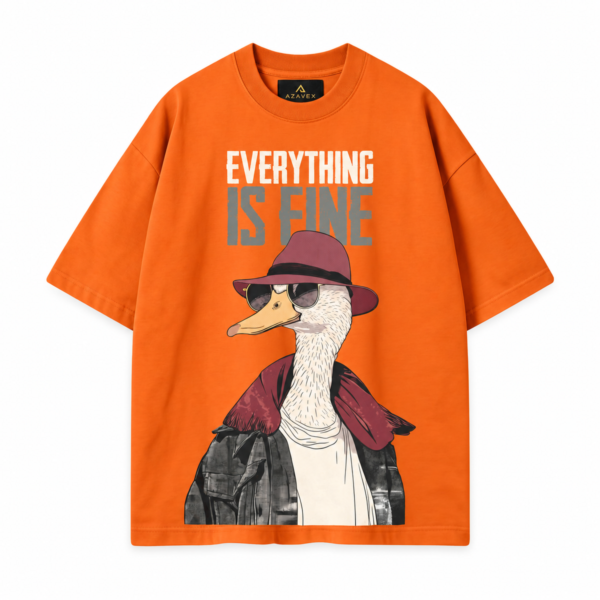 Stay Curious Duck Tee — orange — front view