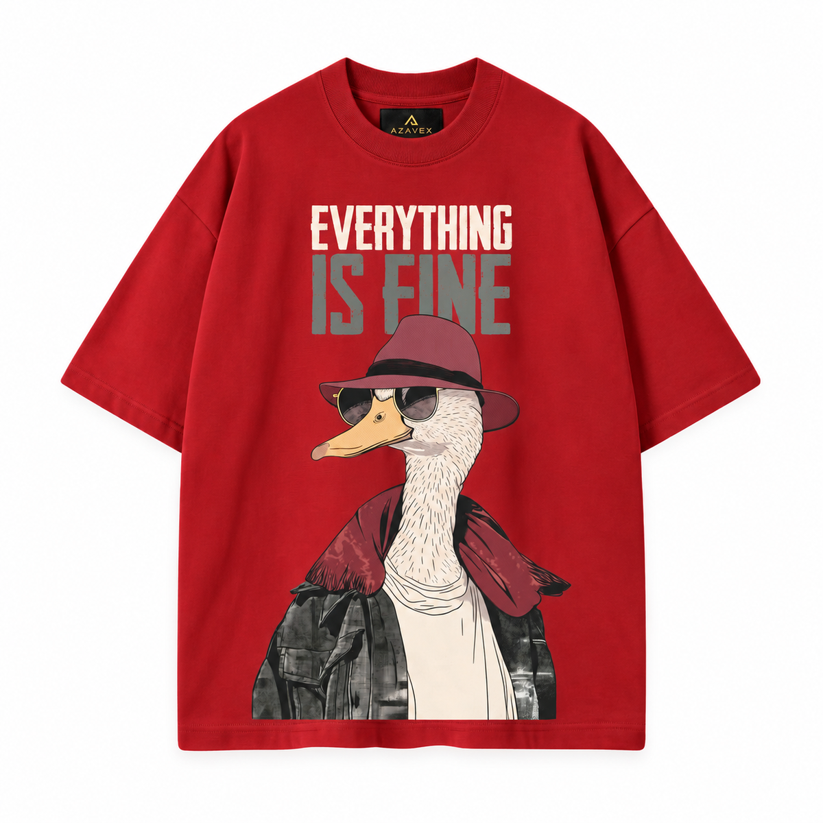 Stay Curious Duck Tee — red — front view