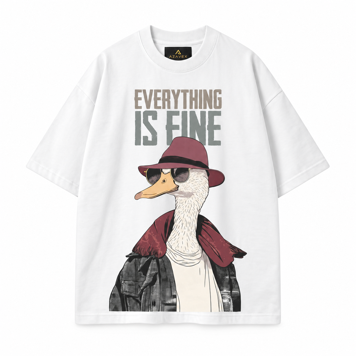 Stay Curious Duck Tee — white — front view