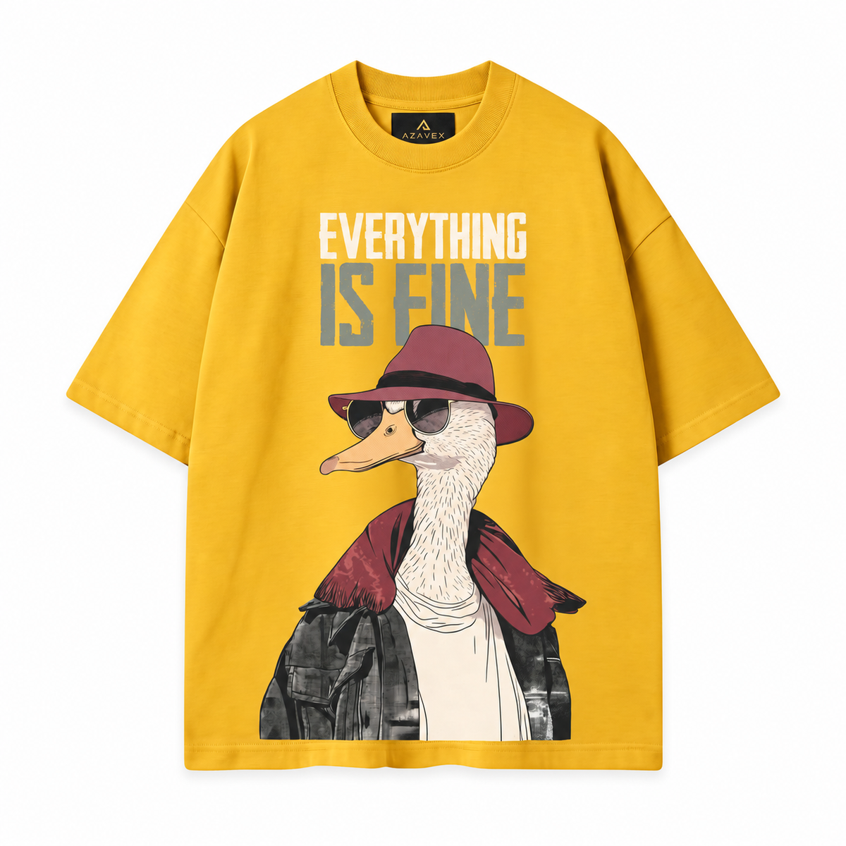 Stay Curious Duck Tee — yellow — front view