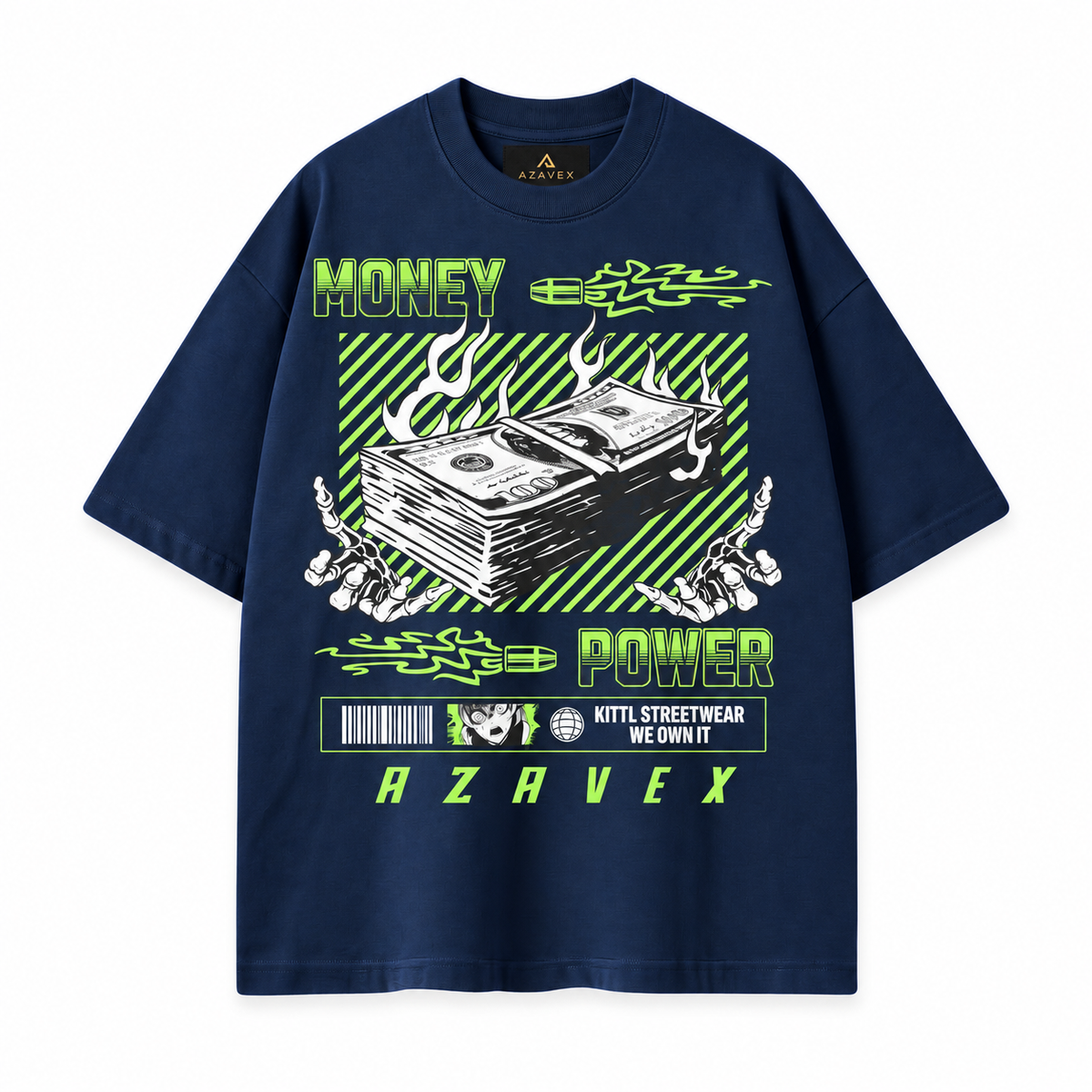 Money and Power Graphic Tee — navy — front view