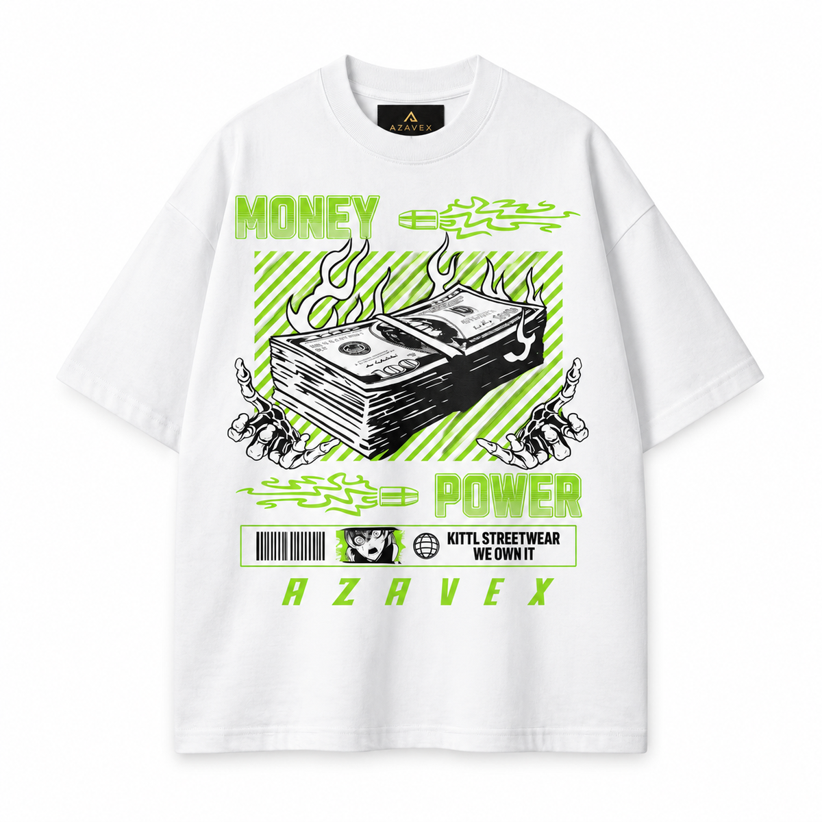 Money and Power Graphic Tee — white — front view