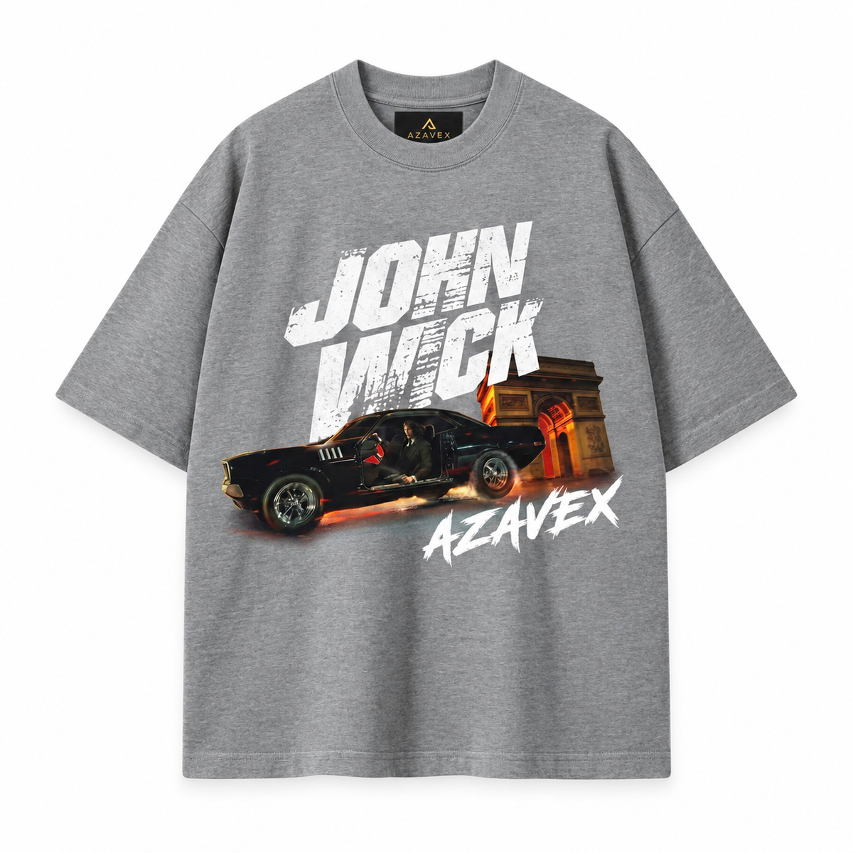 John Wick Night Drive Tee — gray — front view
