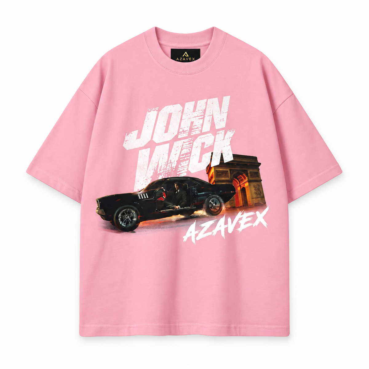 John Wick Night Drive Tee — pink — front view