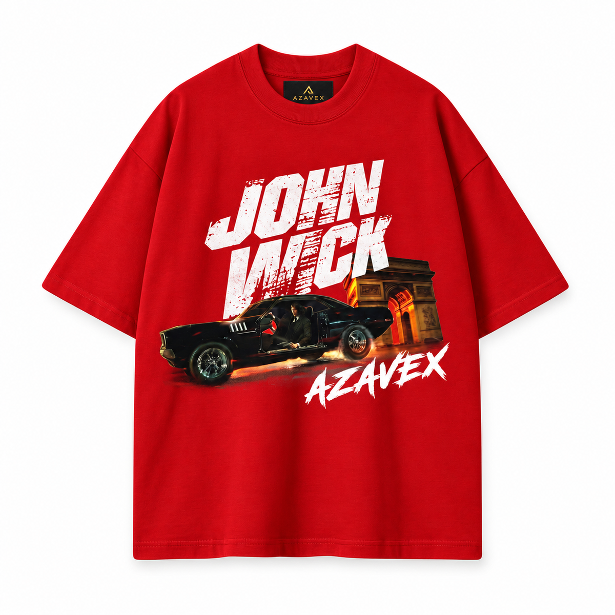 John Wick Night Drive Tee — red — front view