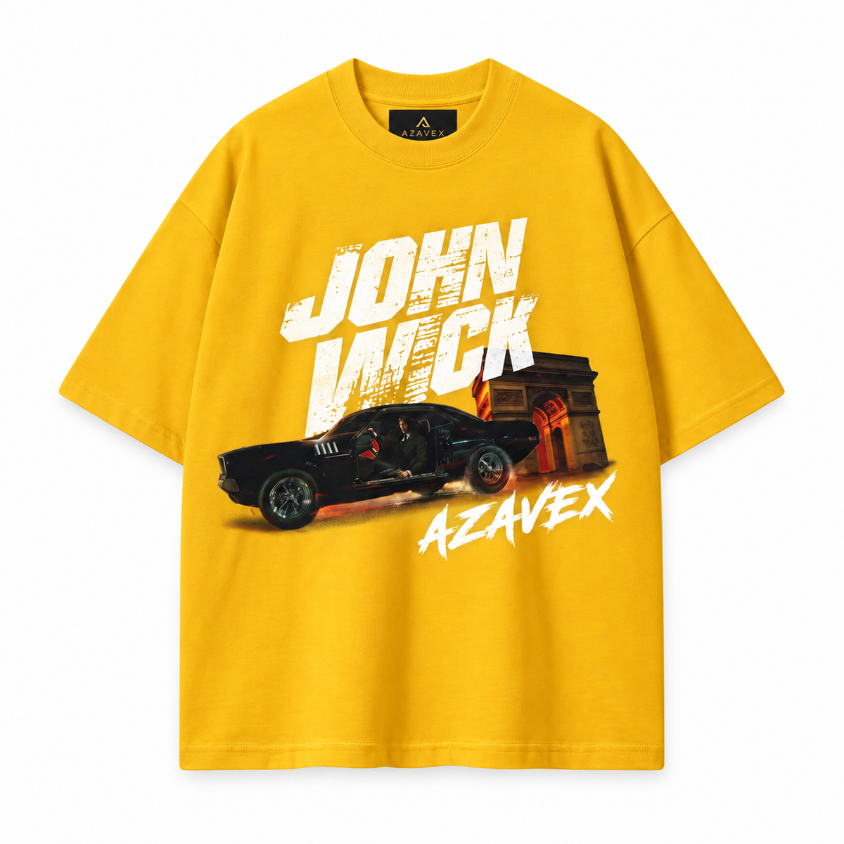 John Wick Night Drive Tee — yellow — front view