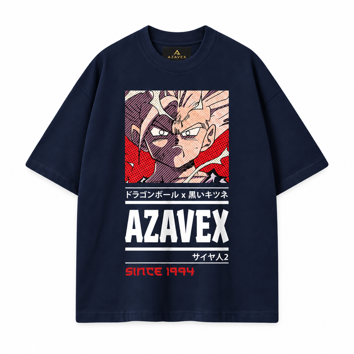 Saiyan Legacy Manga Tee — navy — front view