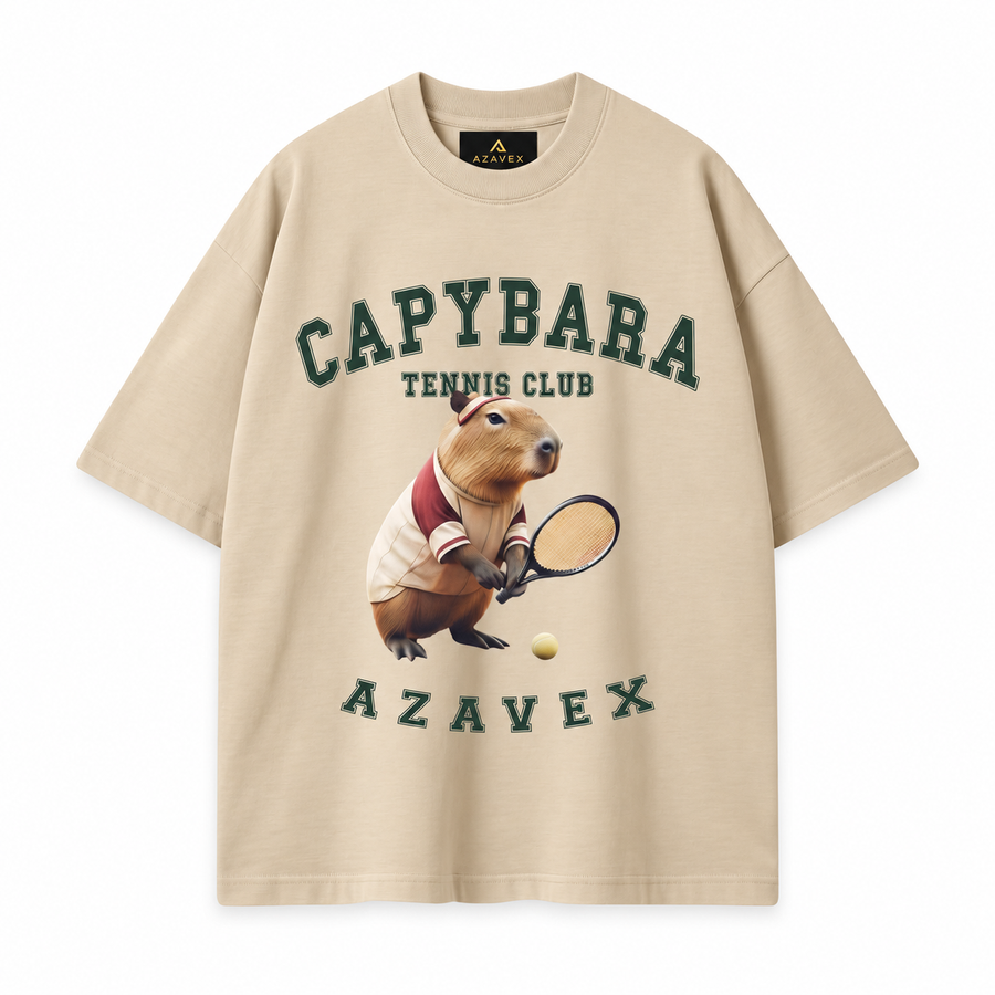 Capybara Tennis Club Tee — beige — front view