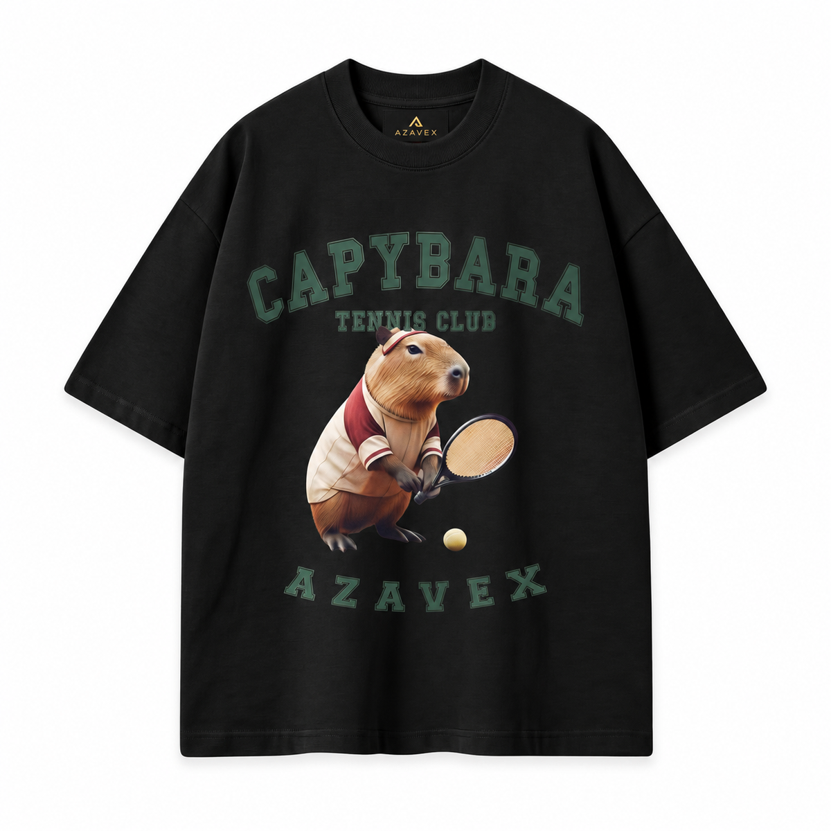 Capybara Tennis Club Tee — black — front view