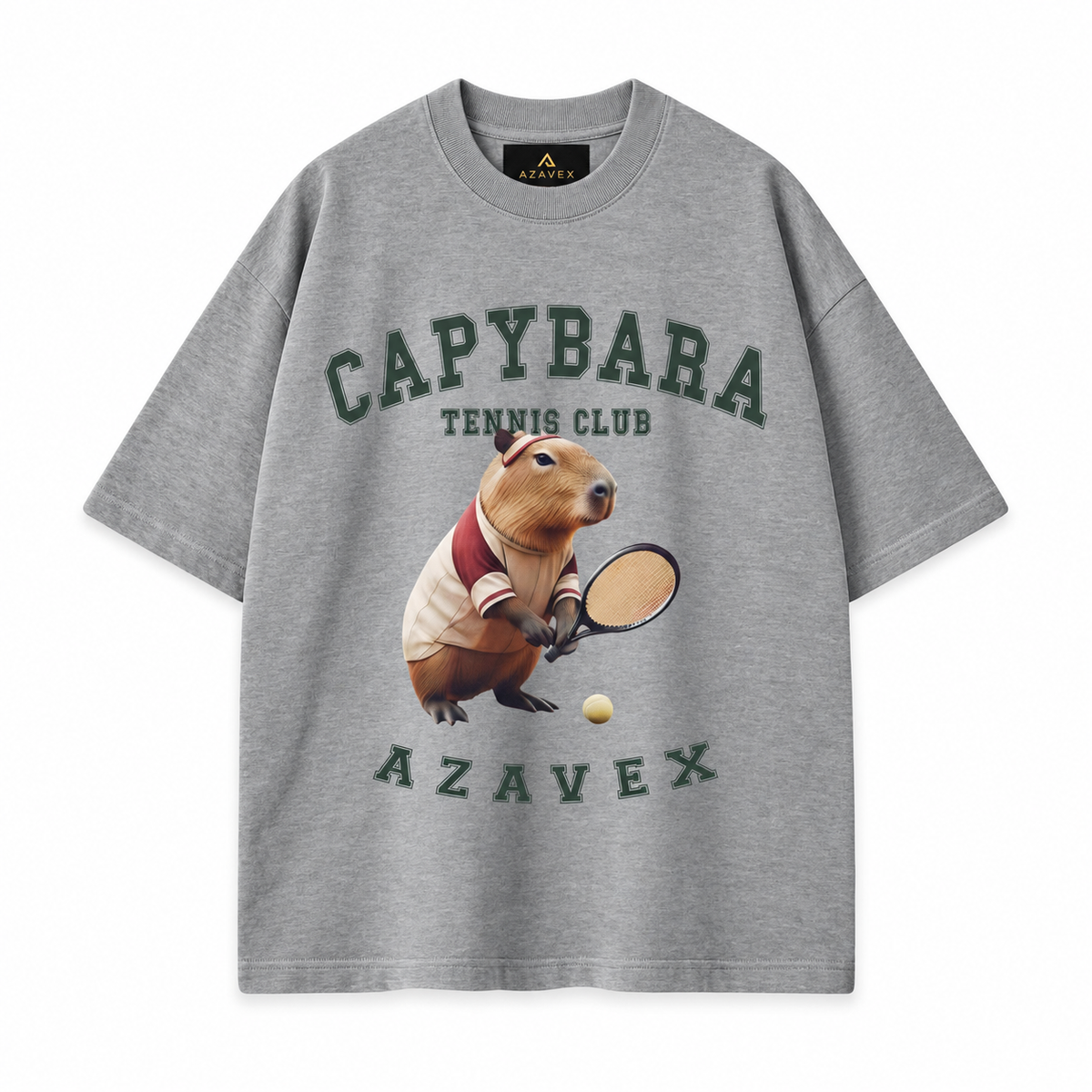 Capybara Tennis Club Tee — gray — front view
