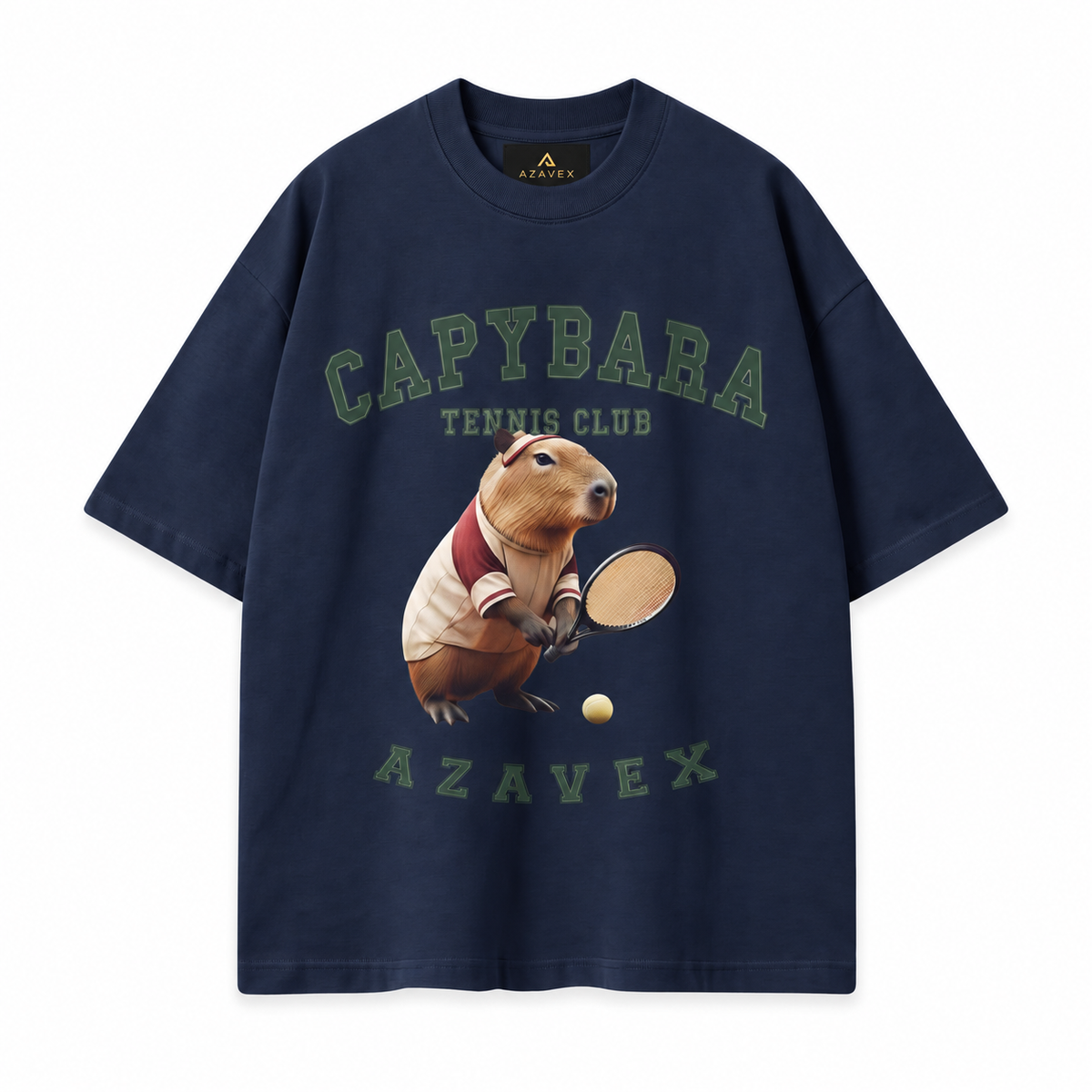 Capybara Tennis Club Tee — navy — front view
