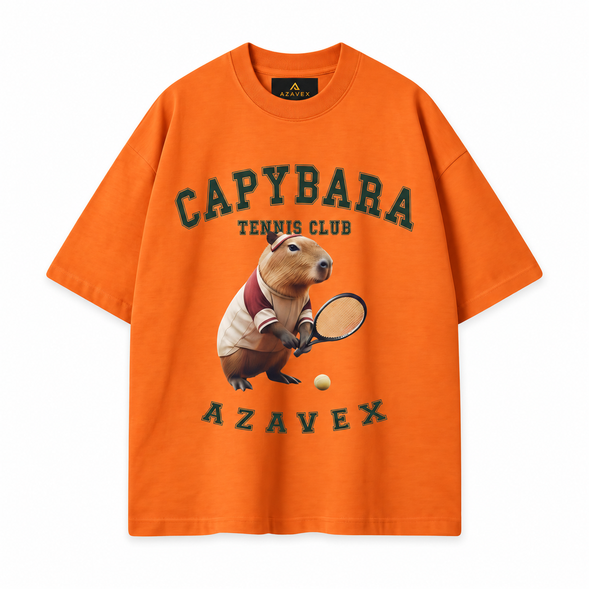 Capybara Tennis Club Tee — orange — front view