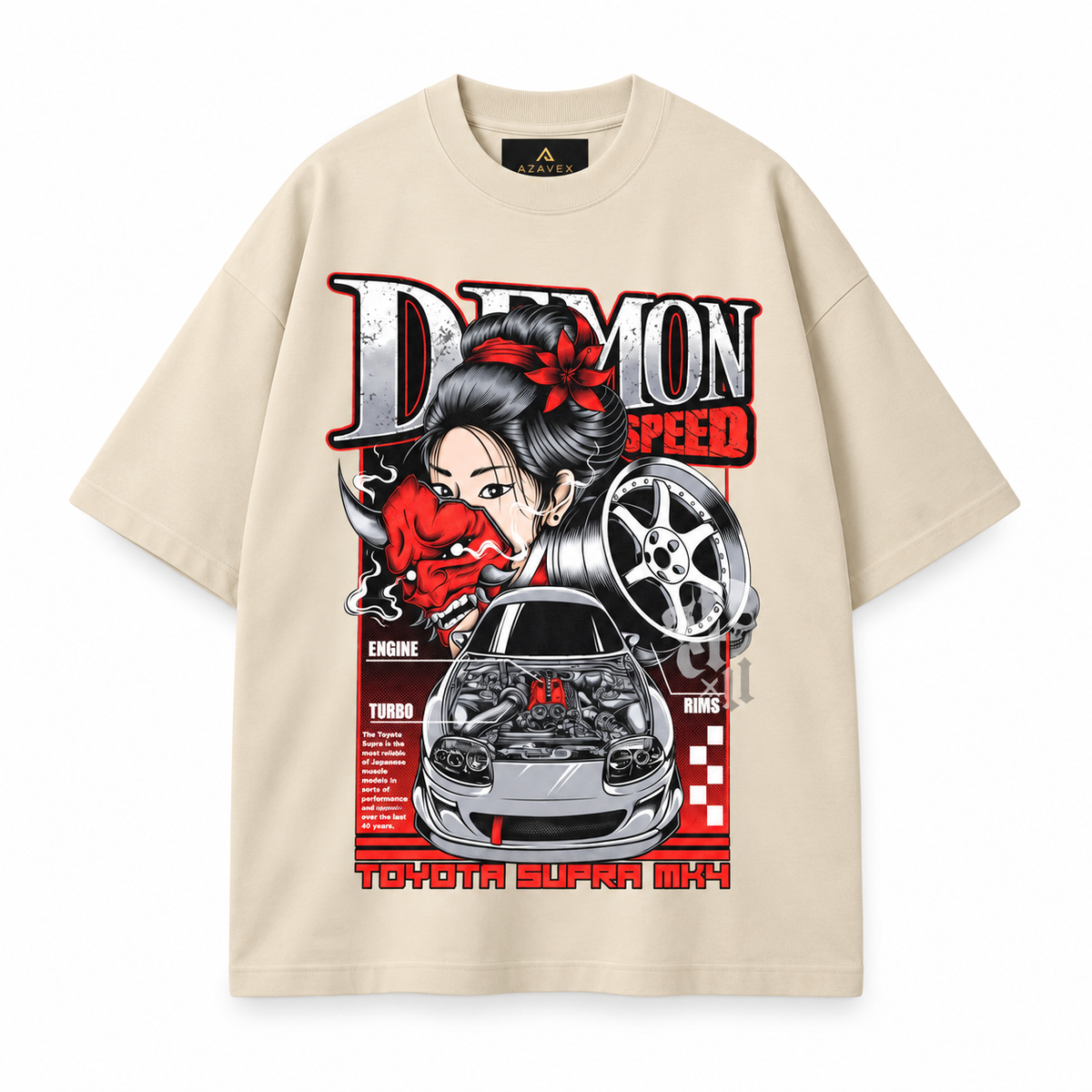 Demon Speed Japan Tee — beige — front view