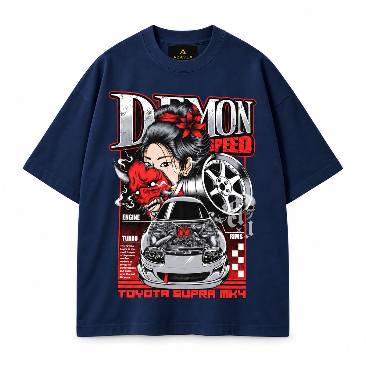 Demon Speed Japan Tee — navy — front view