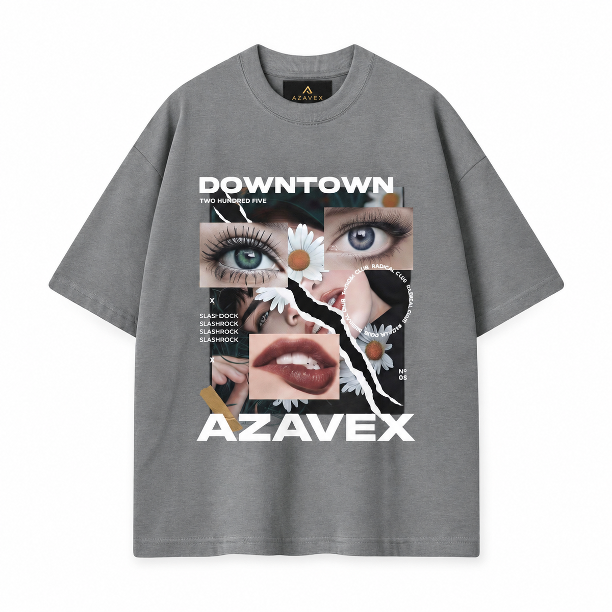 Downtown Daisy Collage Tee — gray — front view