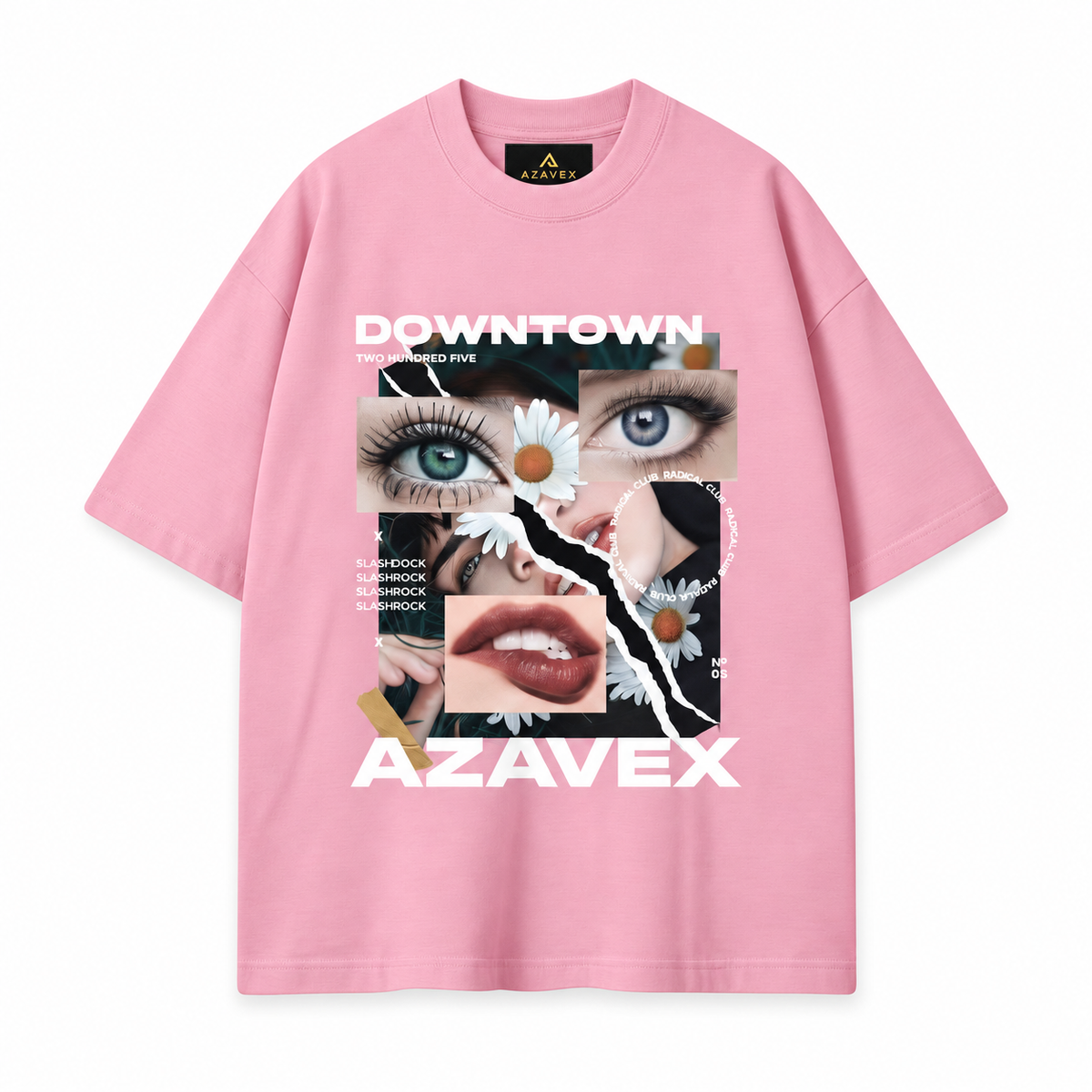 Downtown Daisy Collage Tee — pink — front view
