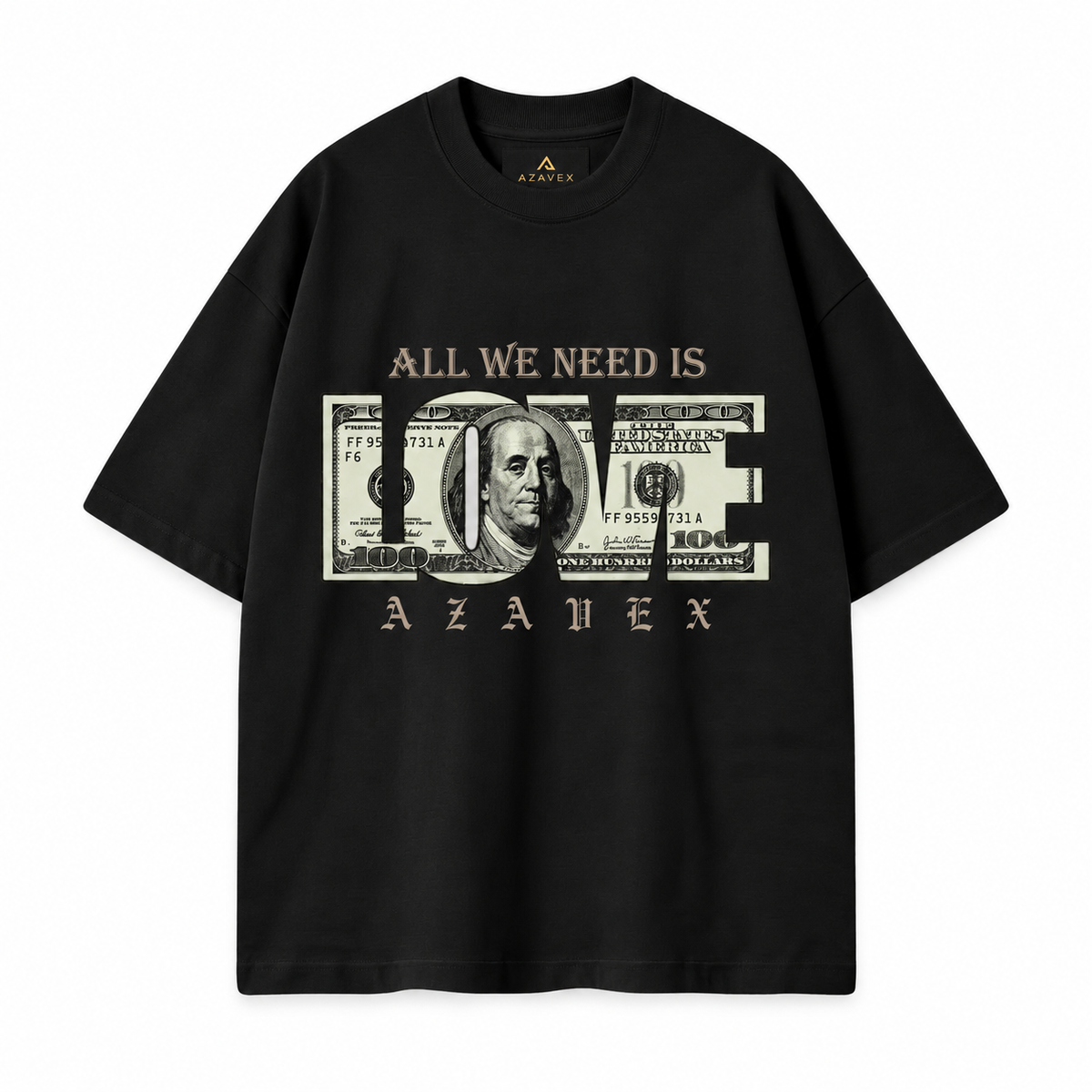 All We Need Is Love Tee — black — front view