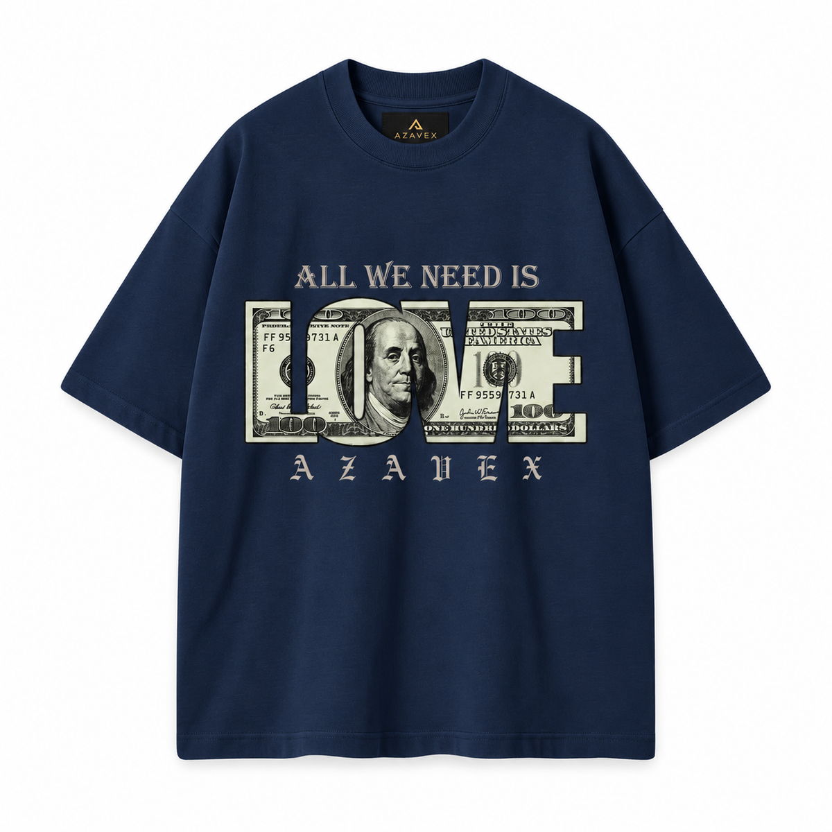 All We Need Is Love Tee — navy — front view
