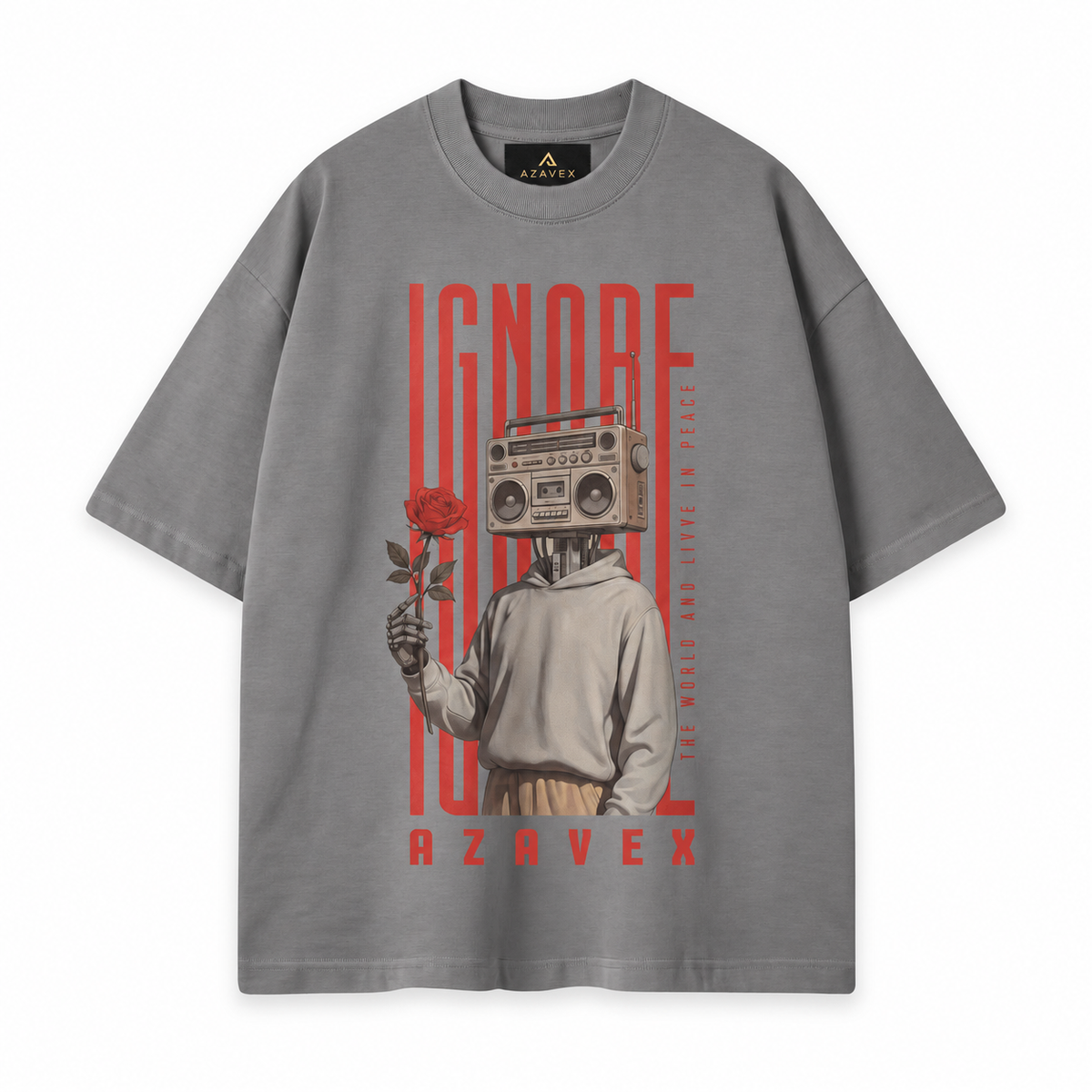 Ignore the Noise Boombox Tee — gray — front view