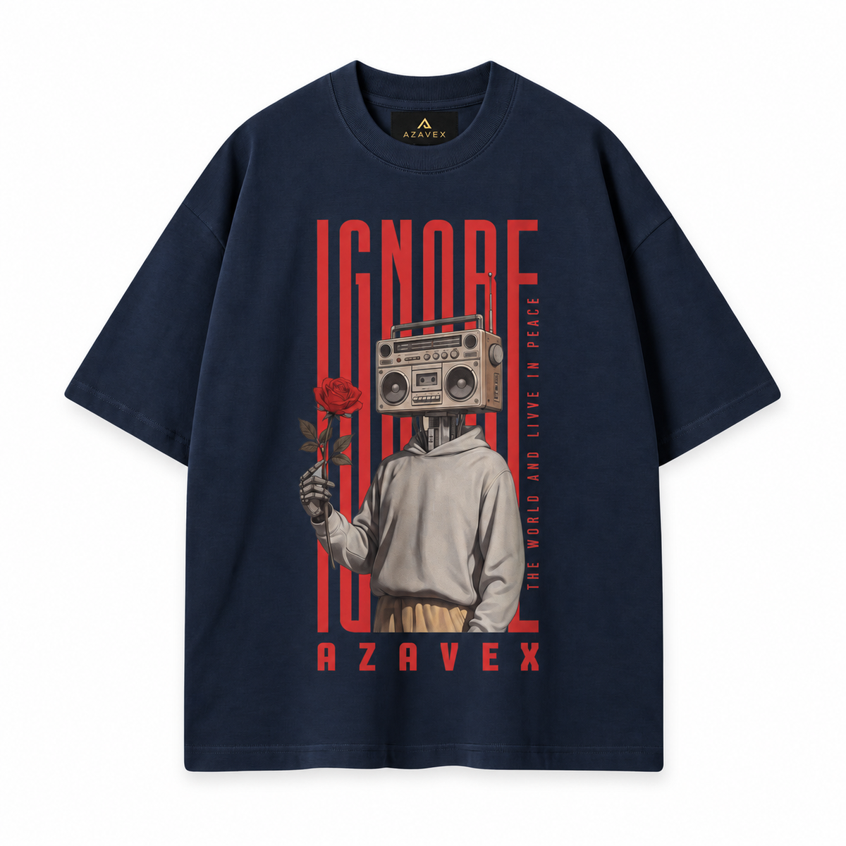 Ignore the Noise Boombox Tee — navy — front view