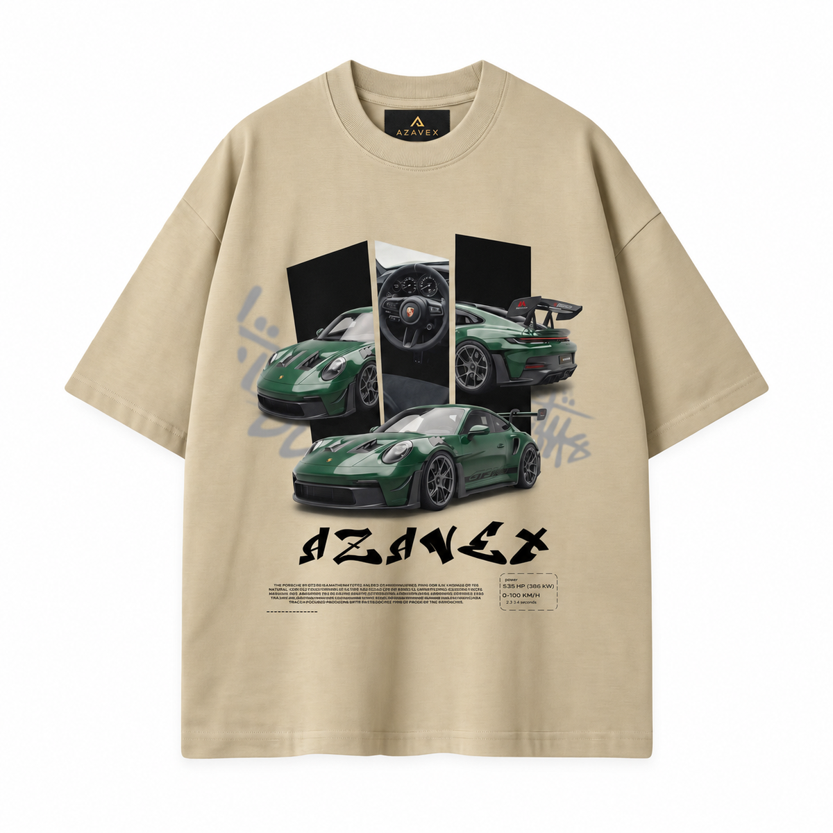 Midnight Garage Sports Car Tee — beige — front view