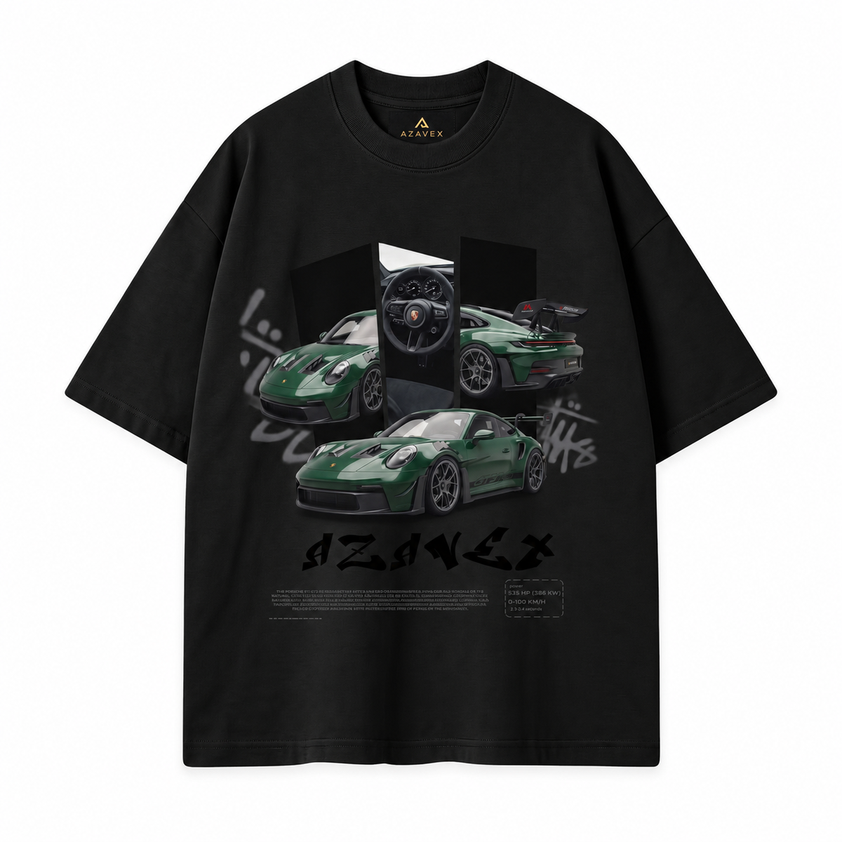 Midnight Garage Sports Car Tee — black — front view