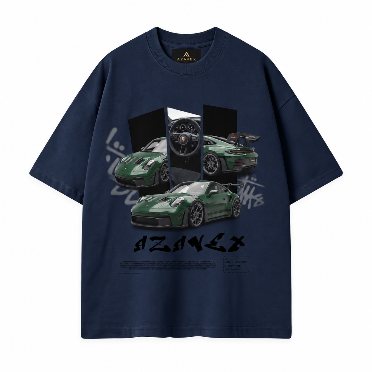 Midnight Garage Sports Car Tee — navy — front view