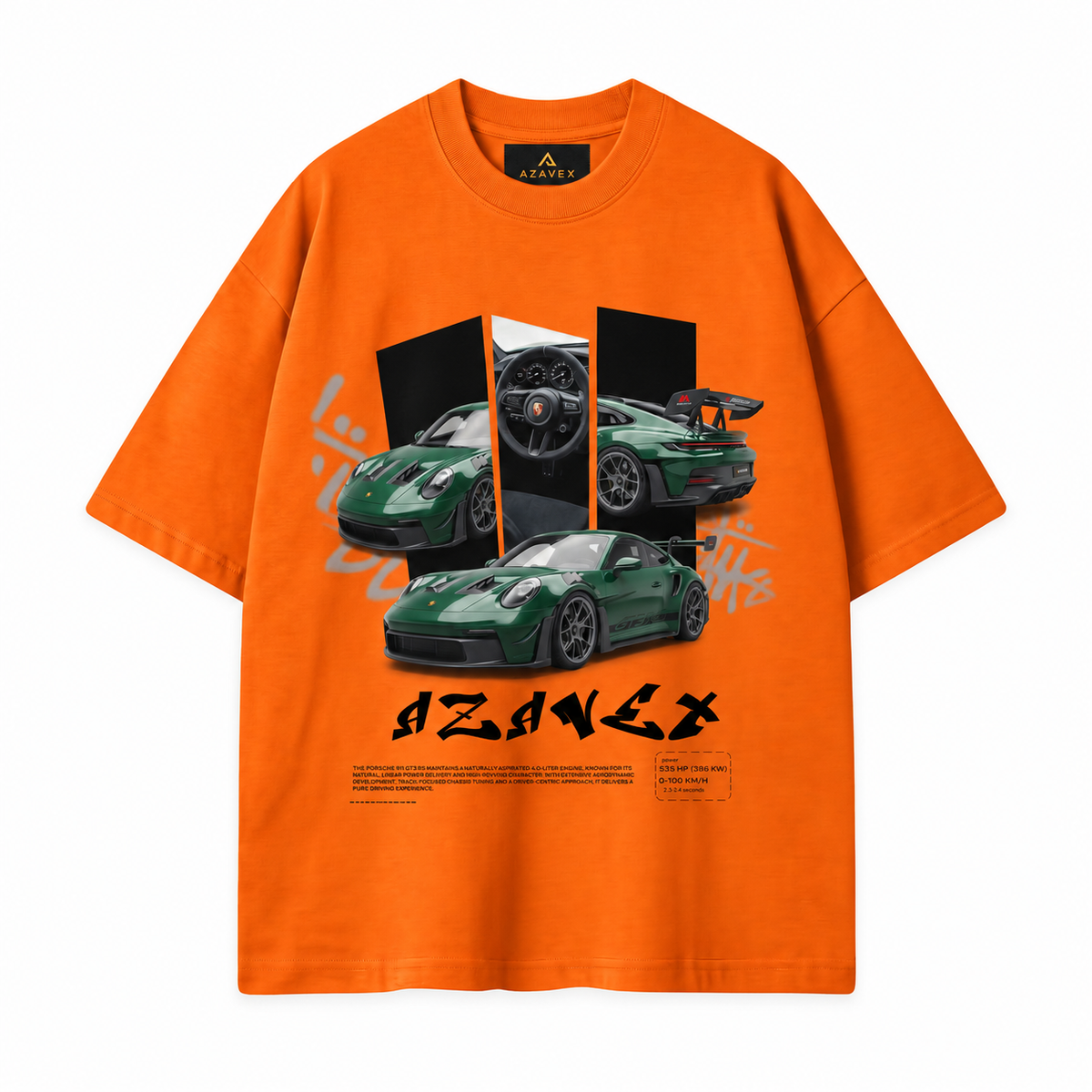 Midnight Garage Sports Car Tee — orange — front view