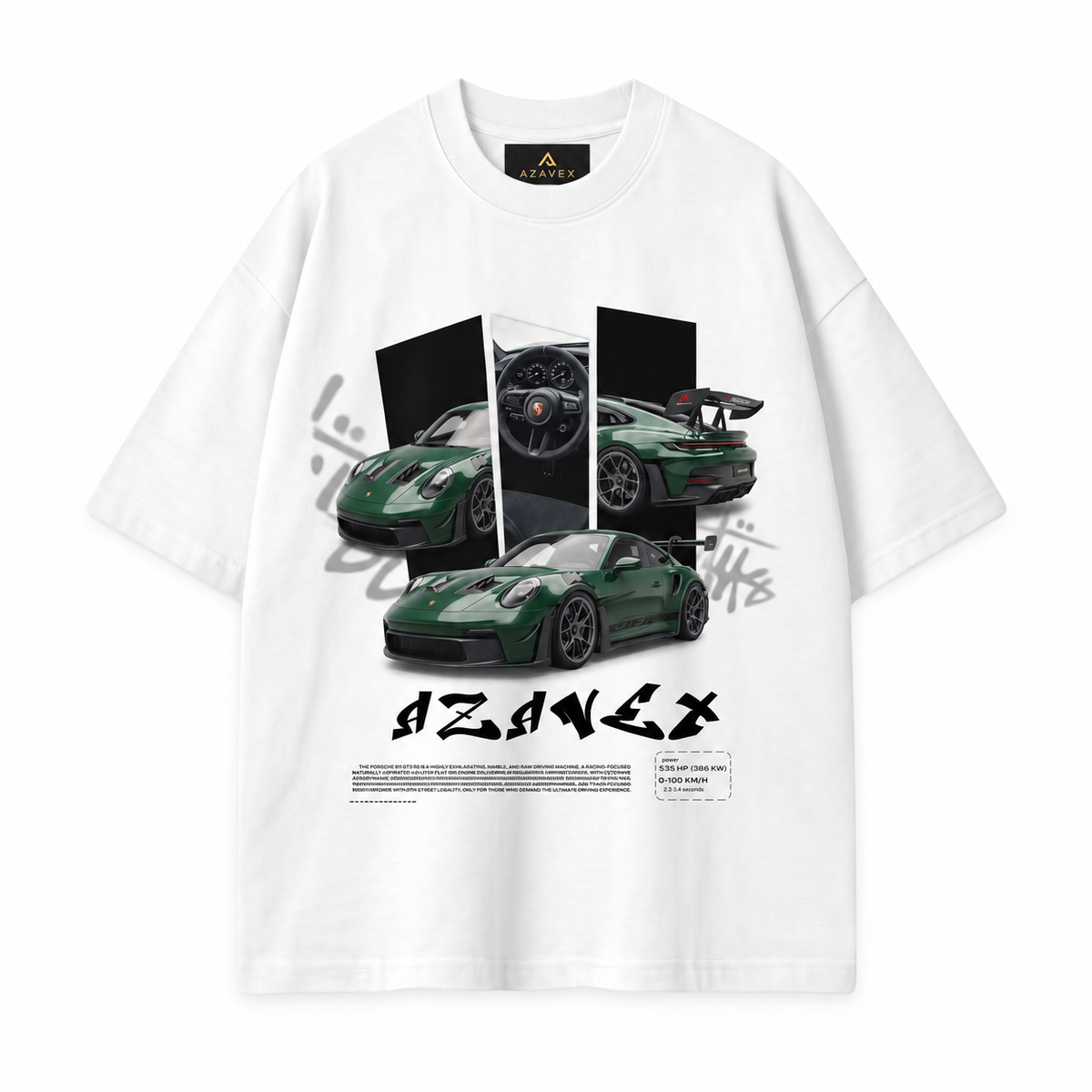 Midnight Garage Sports Car Tee — white — front view