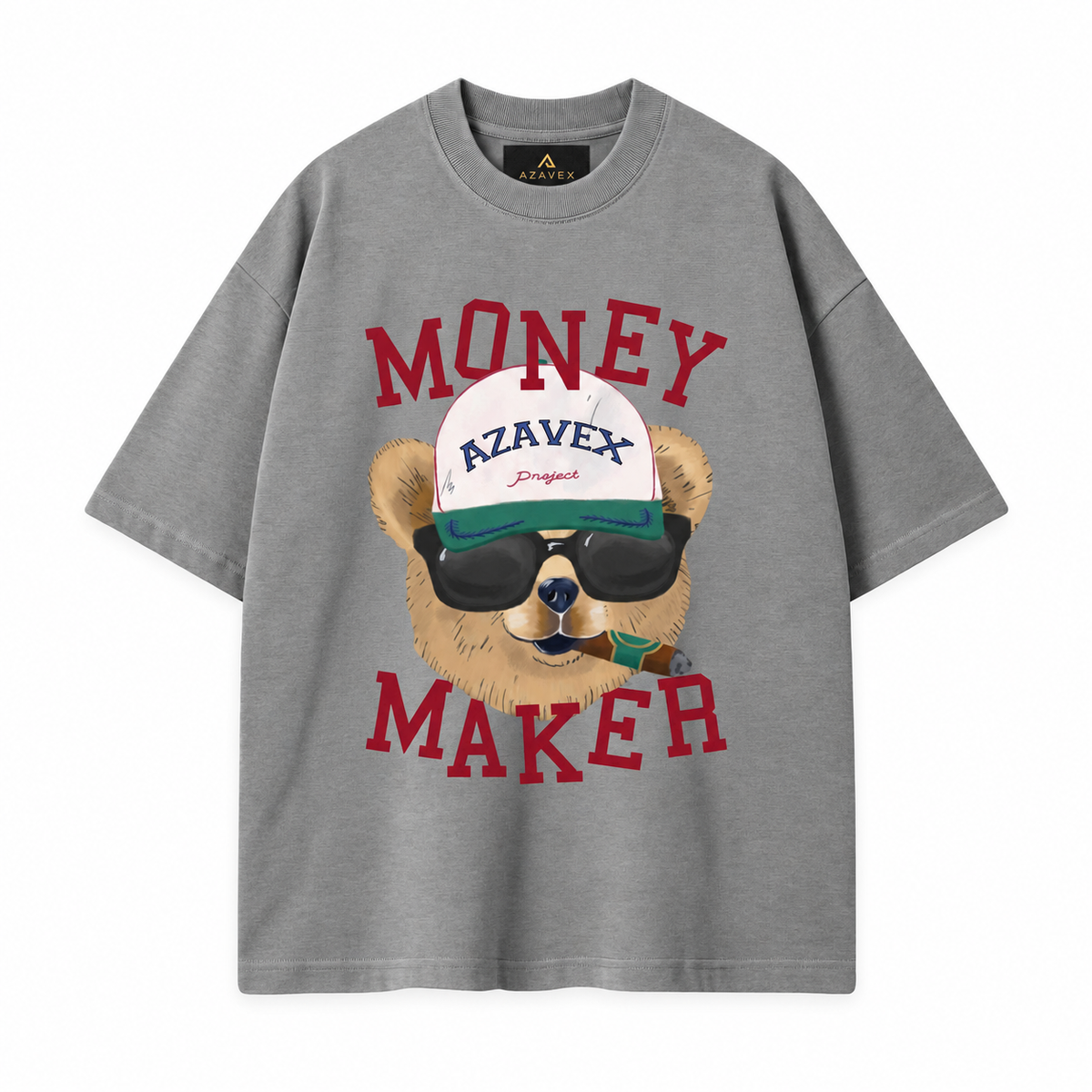 Money Maker Bear Tee — gray — front view