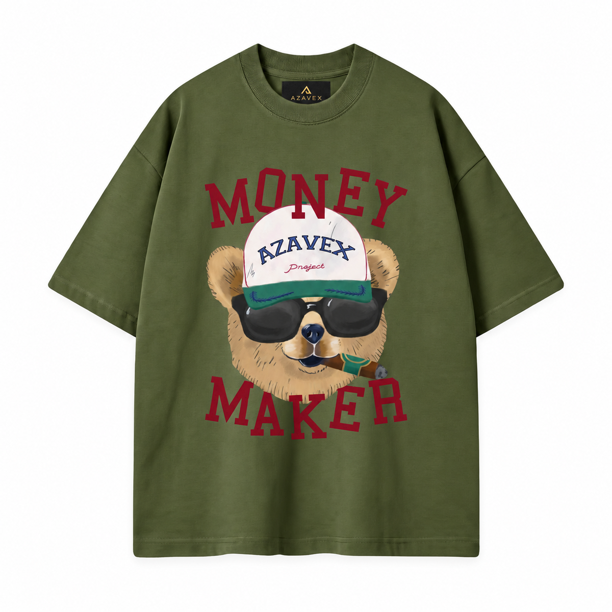 Money Maker Bear Tee — green — front view