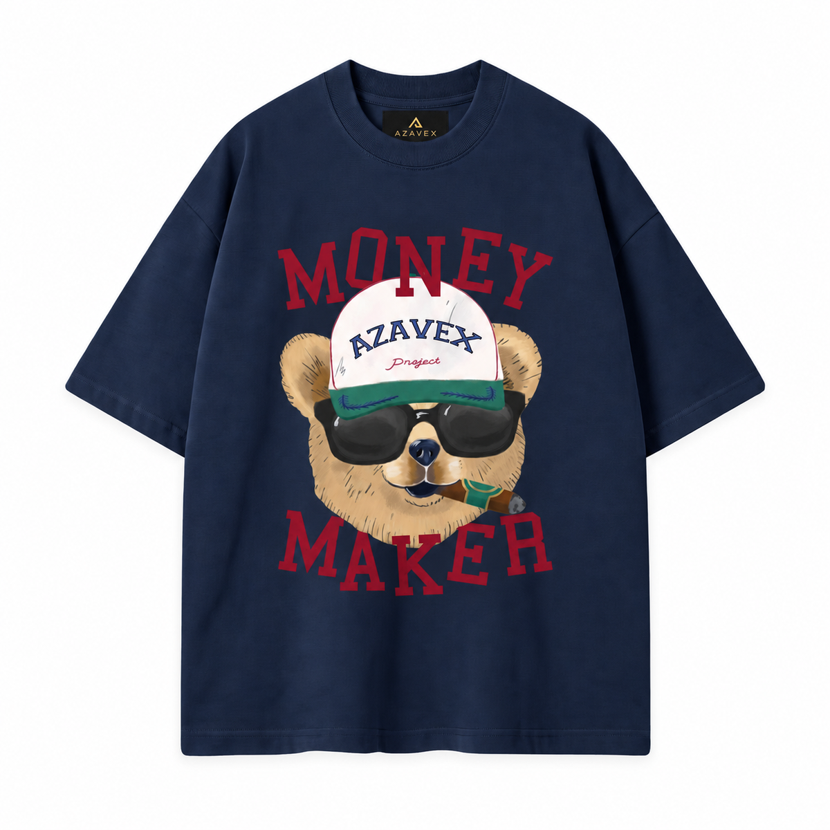 Money Maker Bear Tee — navy — front view