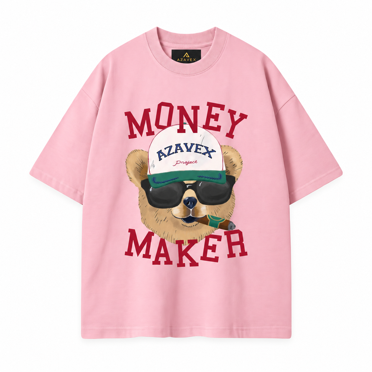Money Maker Bear Tee — pink — front view