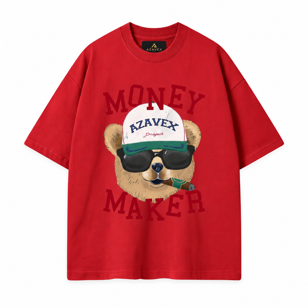 Money Maker Bear Tee — red — front view