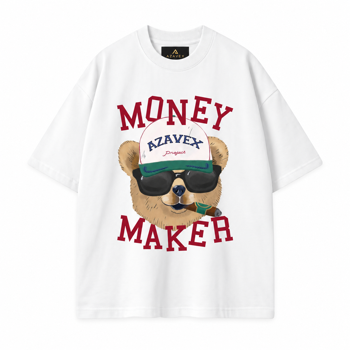 Money Maker Bear Tee — white — front view