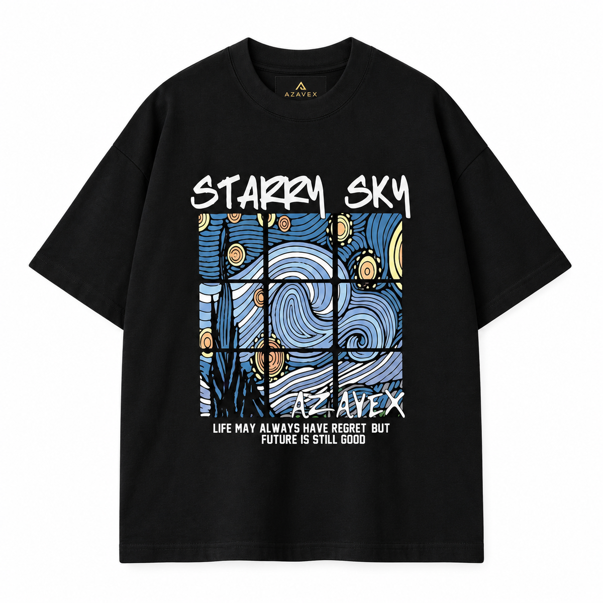 Starry Sky Window Tee — black — front view
