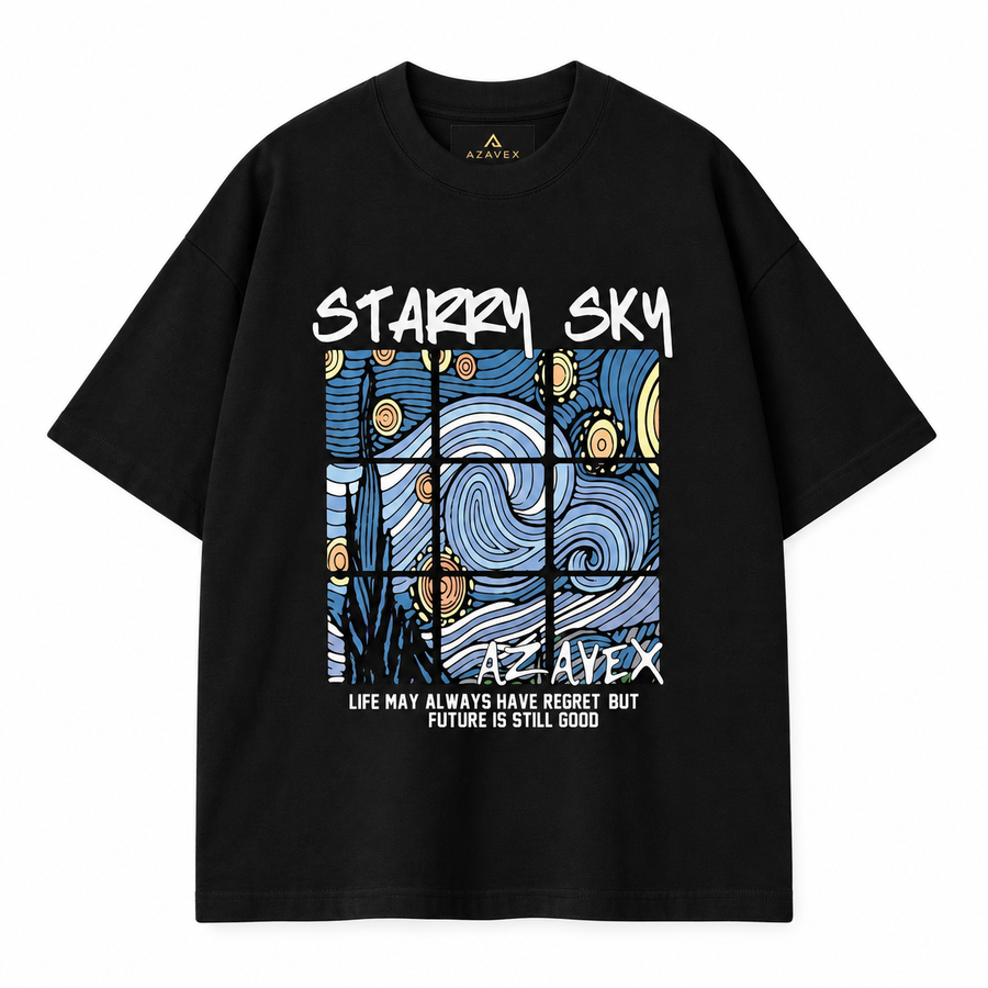 Starry Sky Window Tee — black — front view