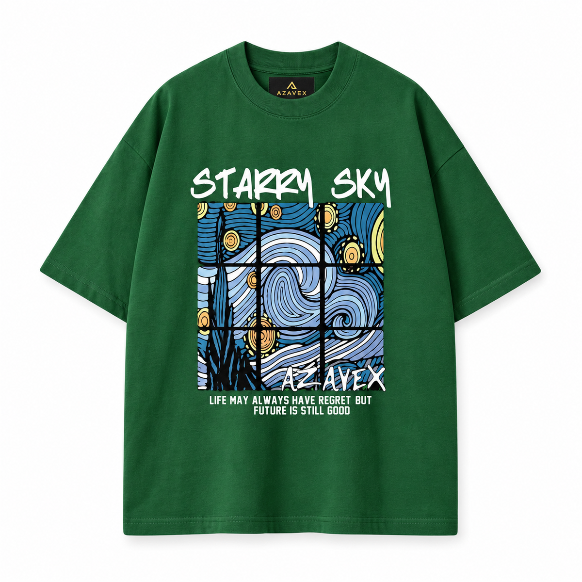 Starry Sky Window Tee — green — front view