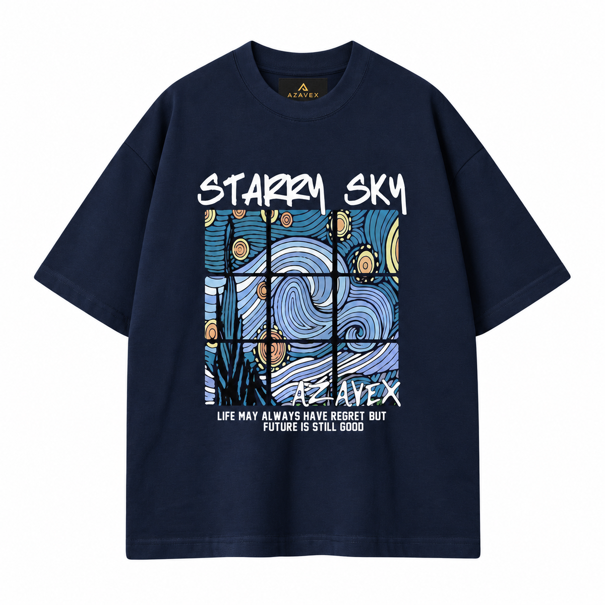 Starry Sky Window Tee — navy — front view